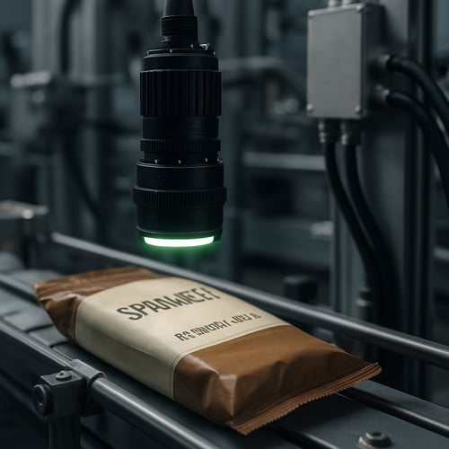 Schrifterfassung per Industriekamera auf einer Lebensmittelverpackung im Industrieumfeld